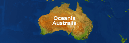 Map of Oceania on globe