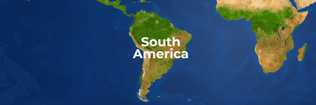 Map of South America on Globe