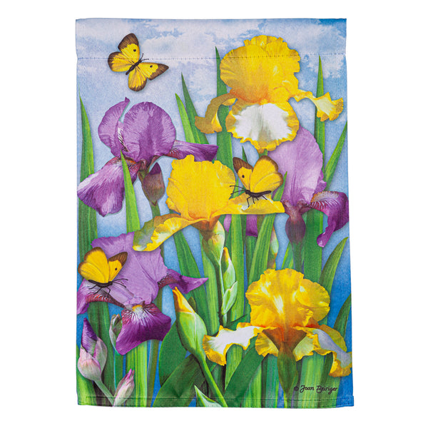 Irises in Spring Suede Garden Flag