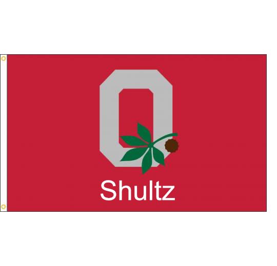 Ohio State Block O Leaf & Nut Flag Personalized