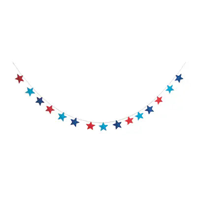 60 in Patriotic Blue and Red Star Garland