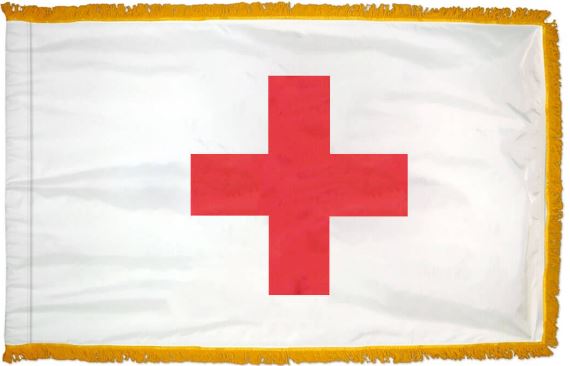 4x6 ft Sewn American Red Cross Flag w/Fringe