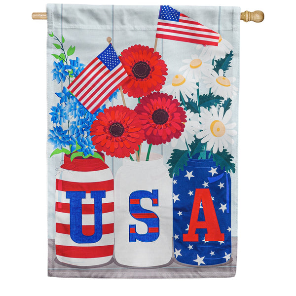USA Mason Jar Linen Banner
