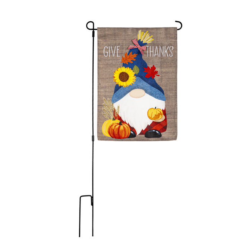 Give Thanks Fall Gnome Burlap Flags