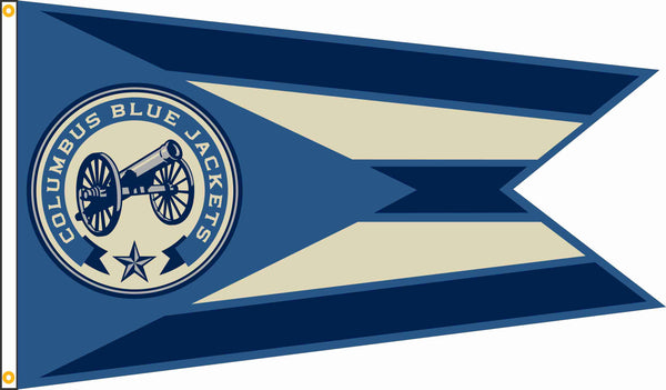 3x5 ft Blue Jackets Cannon Ohio Burgee Flag