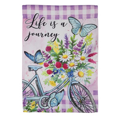 12x18 in Life is a Journey Suede Garden Flag