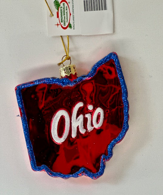 Ohio Buckeye State Glass Ornament