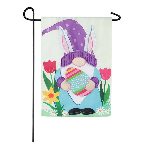 Easter Gnome Bunny Ears Garden Flag