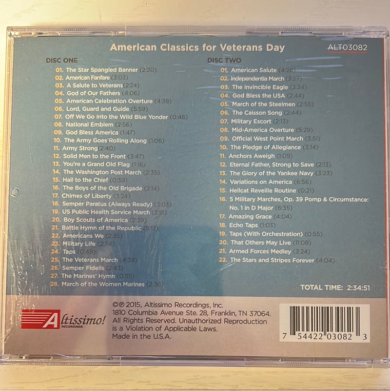 American Classics for Veterans Day Music CD - Two Disc Set
