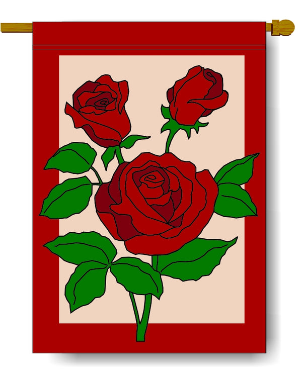 Roses (with Border) Banner Flag 28 x 40 inch Flowers, Spring, Summer