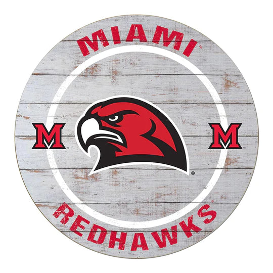 Weathered Helmet Sign Miami of Ohio Redhawks