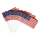 12 Pack 4 in. X 6 in. Verona Brand U.S. Flag Mounted on a 3/16 in. X 10 in White Staff with Red Ball - The Flag Lady