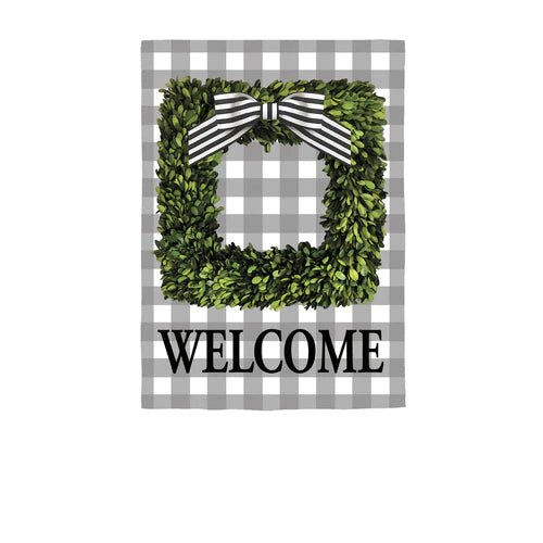 12x18 in Boxwood Plaid Suede Garden Flag - The Flag Lady