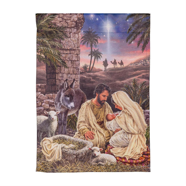 12x18 in Brilliant Nativity Suede Garden Flag - The Flag Lady