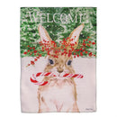 12x18 in Candy Cane Rabbit Burlap Garden Flag - The Flag Lady