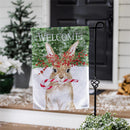 12x18 in Candy Cane Rabbit Burlap Garden Flag - The Flag Lady