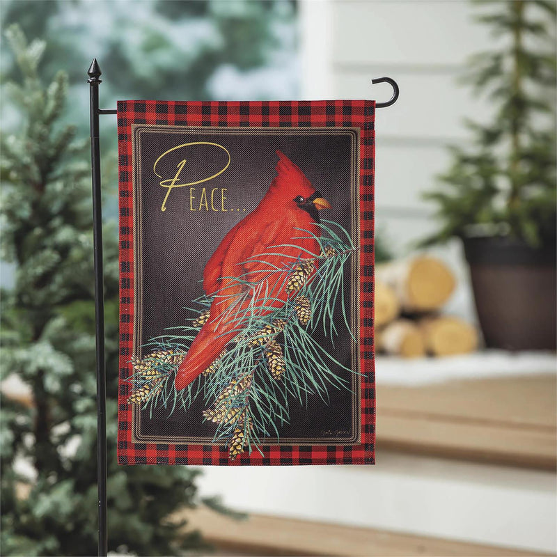 12x18 in Cardinal Peace Burlap Garden Flag - The Flag Lady