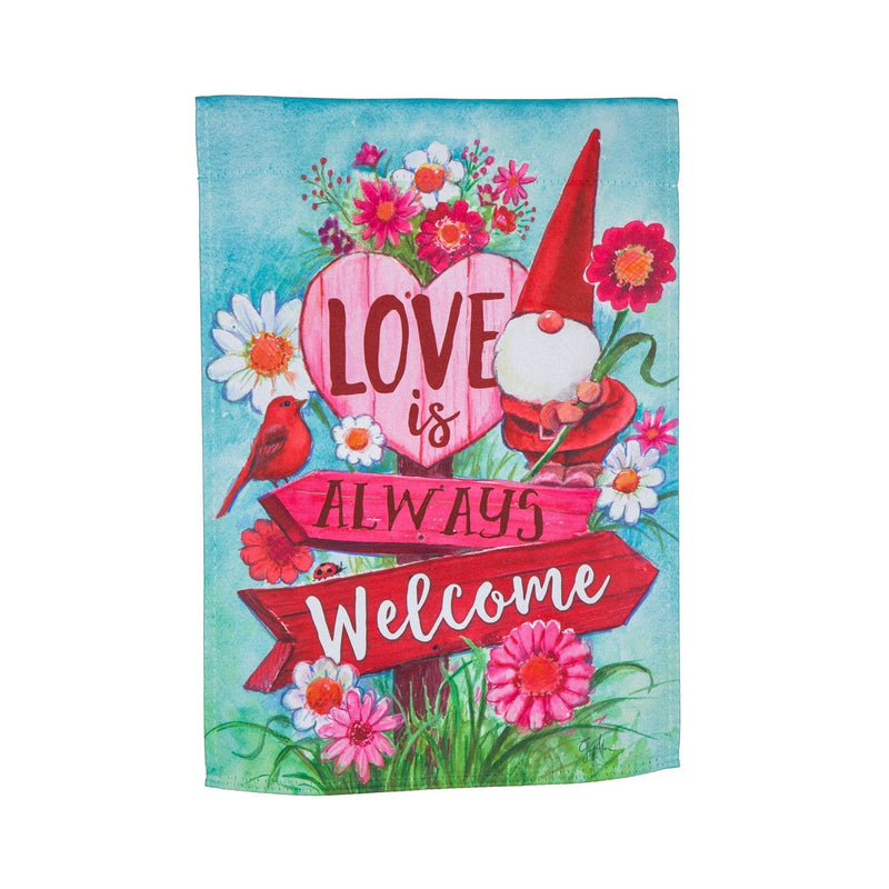 12x18 in Love is Always Welcome Suede Garden Flag - The Flag Lady