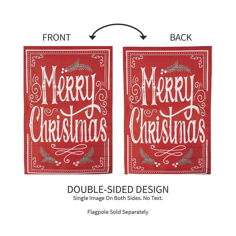 12x18 in Quaint Merry Christmas Sign Burlap Garden Flag - The Flag Lady