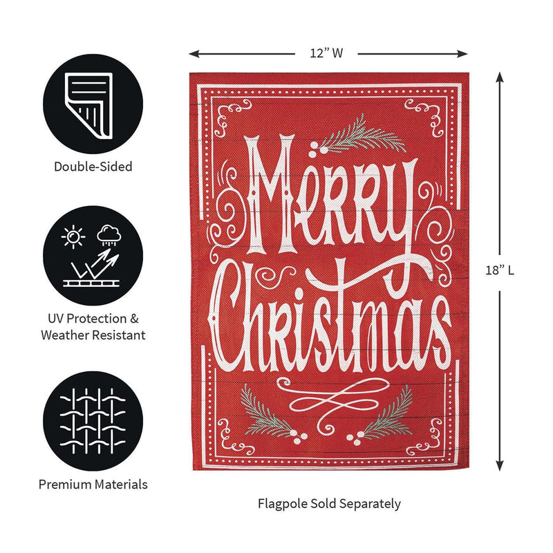 12x18 in Quaint Merry Christmas Sign Burlap Garden Flag - The Flag Lady