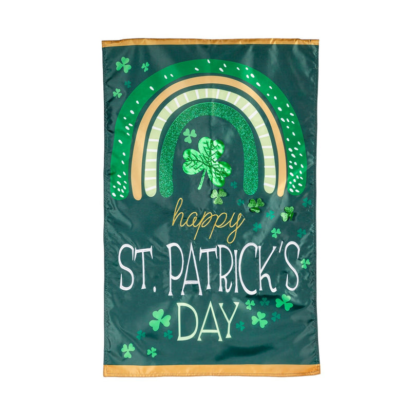 12x18 in Rainbow and Shamrocks Applique Garden Flag - The Flag Lady