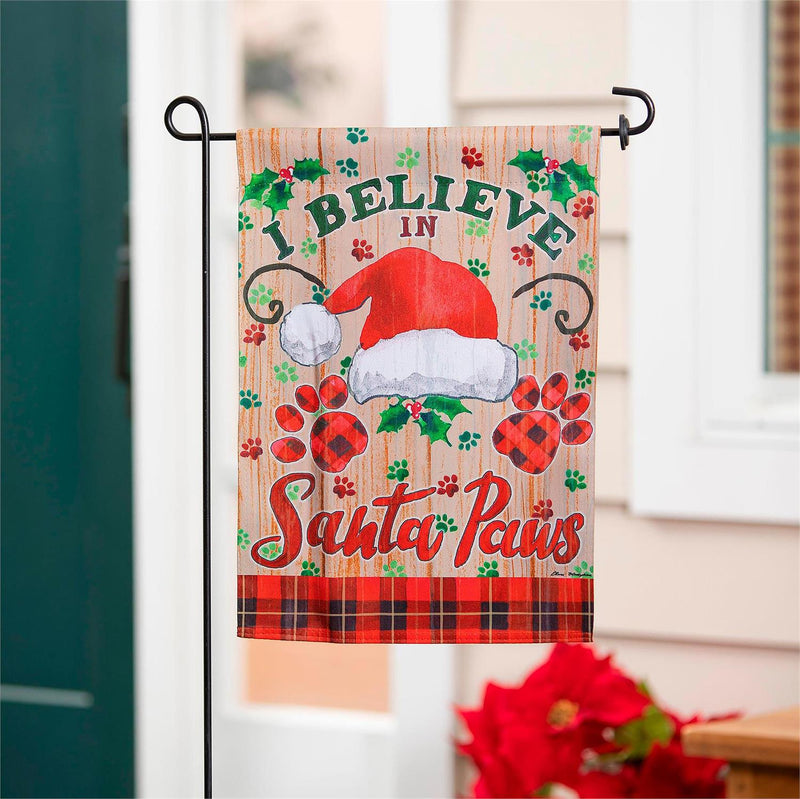 12x18 in Santa Paws Suede Garden Flag - The Flag Lady