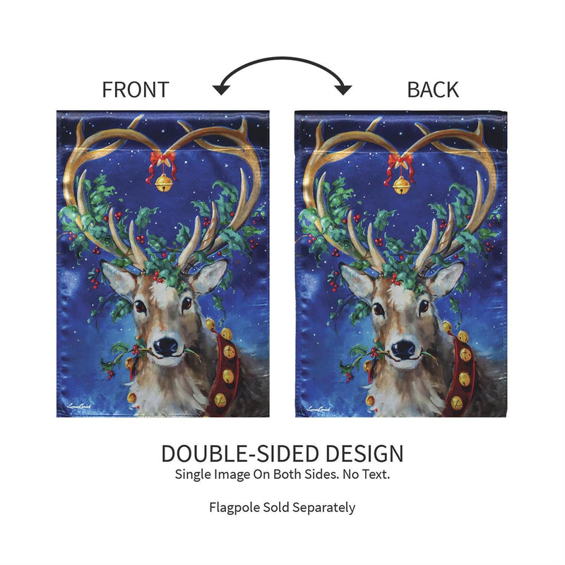 12x18 in Santa's Reindeer Lustre Garden Flag - The Flag Lady