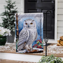 12x18 in Snow Owl Burlap Garden Flag - The Flag Lady