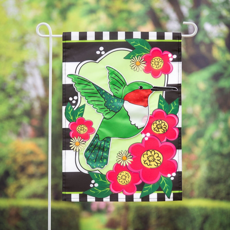 12x18 in Spring Hummingbird Applique Garden Flag - The Flag Lady