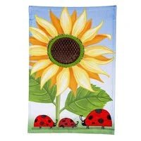 12x18 in Sunflower & Ladybug Burlap Garden Flag - The Flag Lady