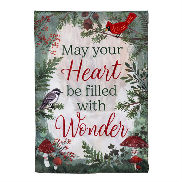 12x18 in Wondering Heart Applique Garden Flag - The Flag Lady
