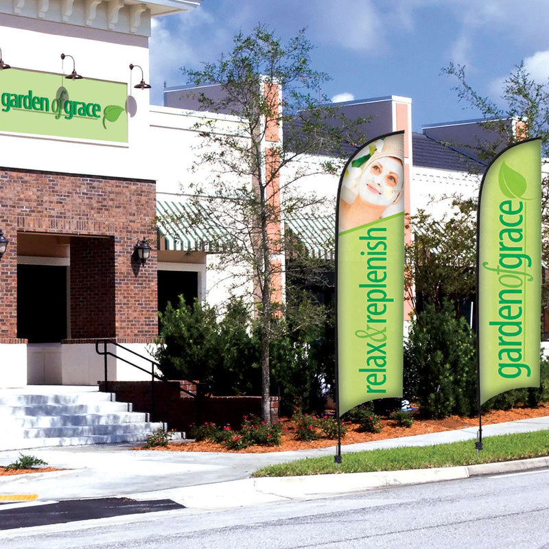 13' Premium Razor Sail Sign Kit (Double Sided w/ Ground Spike) - The Flag Lady