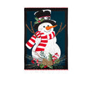 28x40 in Holly Snowman Burlap House Flag