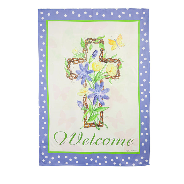 Easter Welcome with Cross Suede Banner