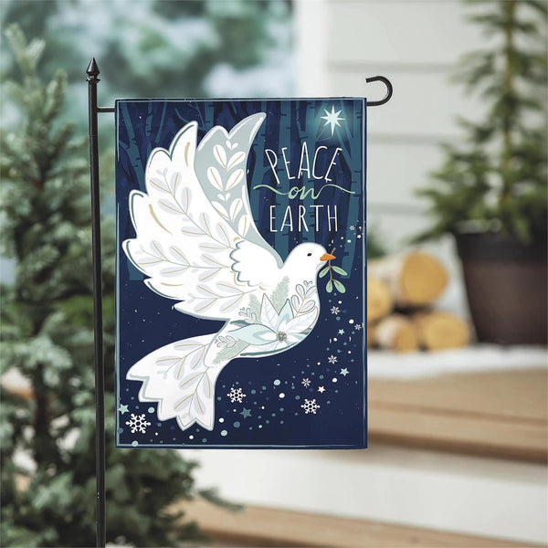 12x18 in Peace on Earth Dove Burlap Garden Flag