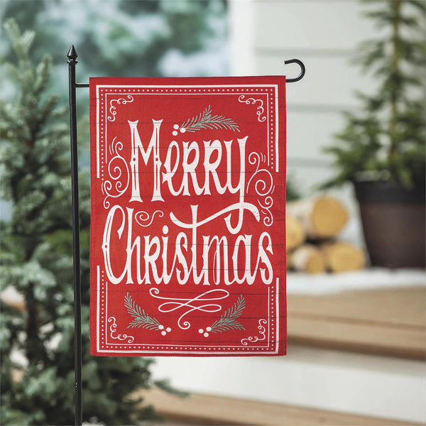 12x18 in Quaint Merry Christmas Sign Burlap Garden Flag