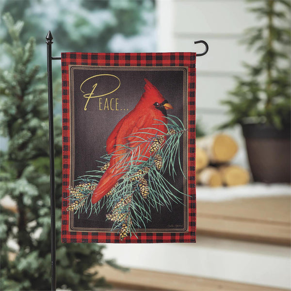 12x18 in Cardinal Peace Burlap Garden Flag