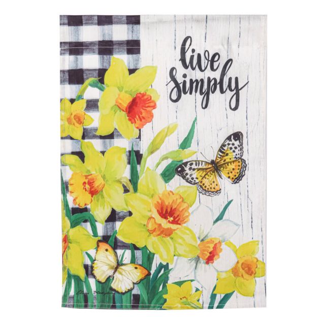 12x18 in Spring Daffodils Inspirational Checked Garden Flag