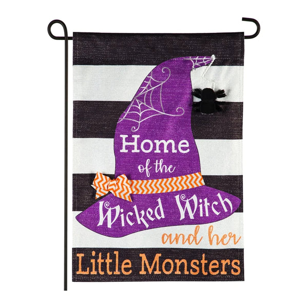 Wicked Witch & Her Little Monsters Linen Garden Flag
