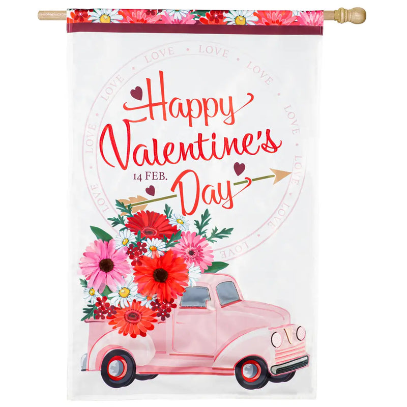 Valentine's Flower Truck Applique Banner