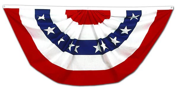 18x36 in Polycotton Pre - pleated Fan Bunting w/ Stars - The Flag Lady