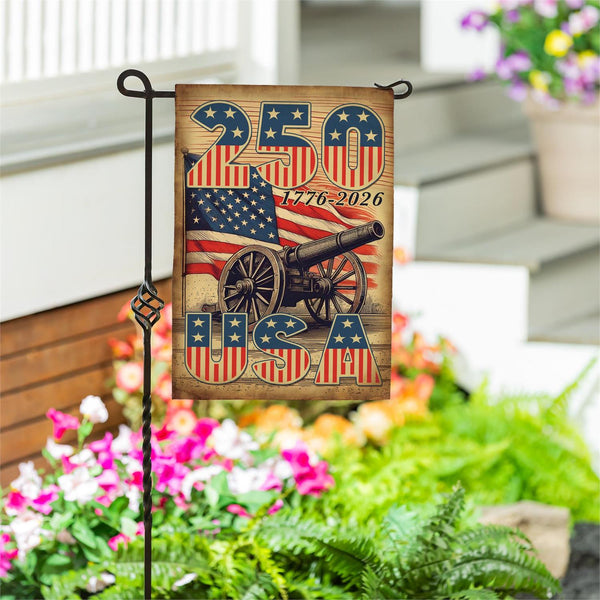 250th Anniversary Cannons Burlap Garden Flag