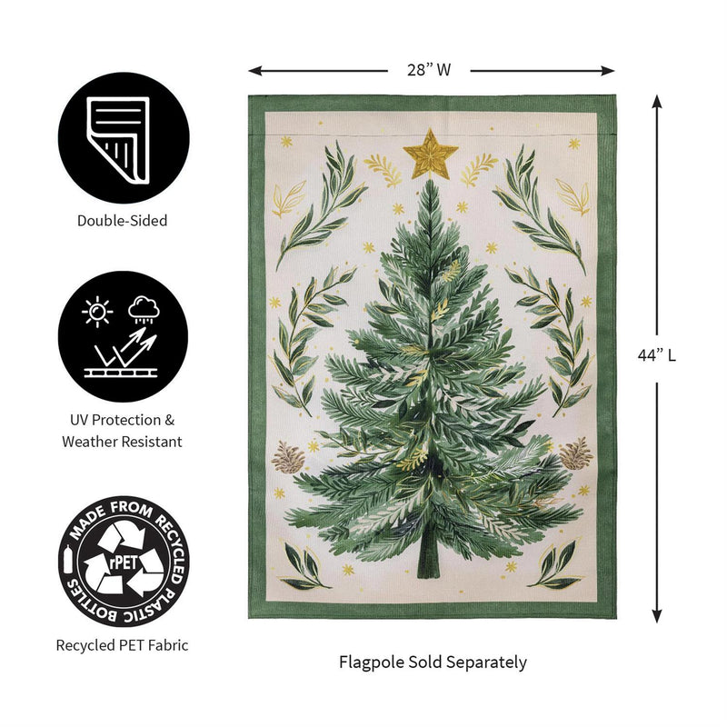 28x40 in Christmas Tree with Acorn Burlap House Flag - The Flag Lady
