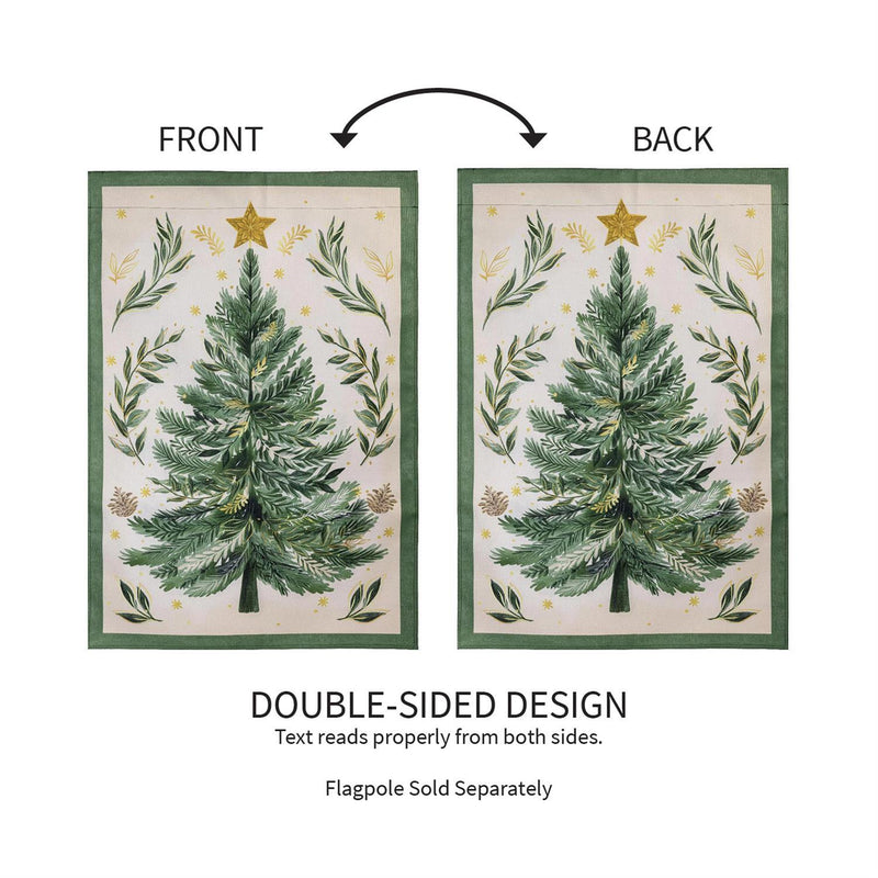 28x40 in Christmas Tree with Acorn Burlap House Flag - The Flag Lady