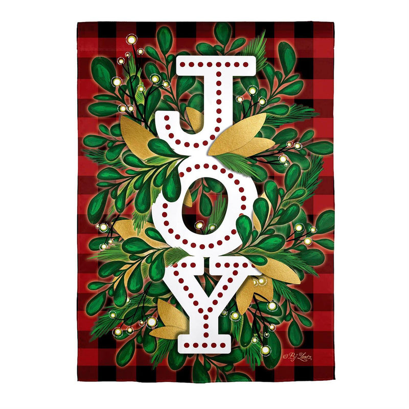28x40 in Holiday Joy Burlap House Flag - The Flag Lady