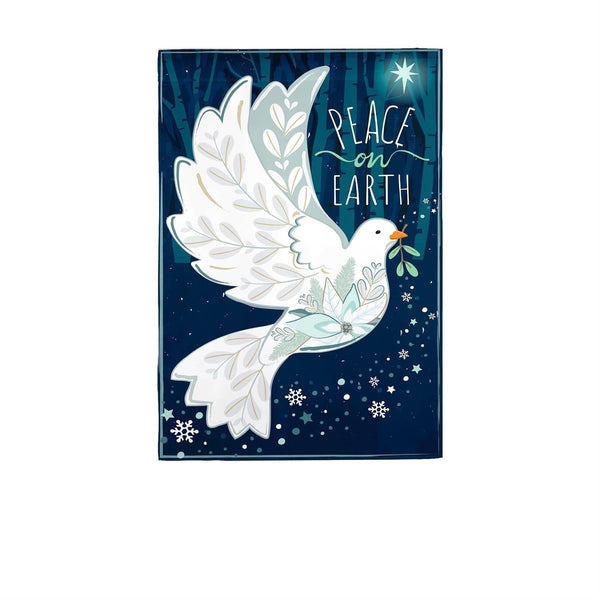 28x40 in Peace on Earth Dove Burlap House Flag - The Flag Lady