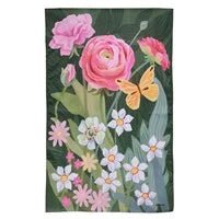 28x40 in Ranunculus Romance Burlap Banner - The Flag Lady