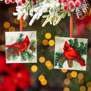 Snowbirds Ornament Cardinal Square Wood, Assortment 4" (Sold Separately)