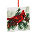 Snowbirds Ornament Cardinal Square Wood, Assortment 4" (Sold Separately)