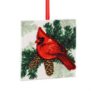 Snowbirds Ornament Cardinal Square Wood, Assortment 4" (Sold Separately)